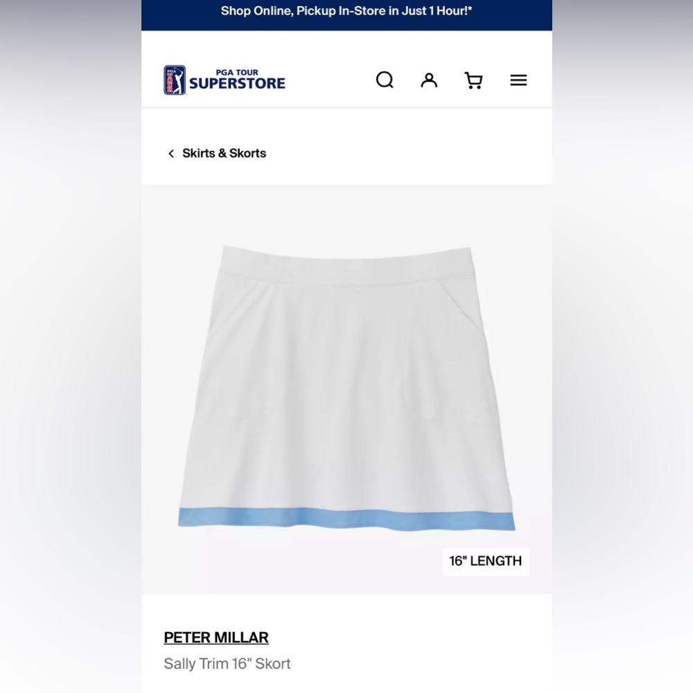 Peter Millar White A-Line Skirt with Blue Hem